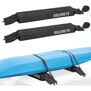 Universal Car Soft Kayak Roof Rack Pads for Kayak Surfboard SUP Canoe with 20FT Durable Tie-Down Straps, 2 Tie Down Rope, 4 Quick Loop Straps