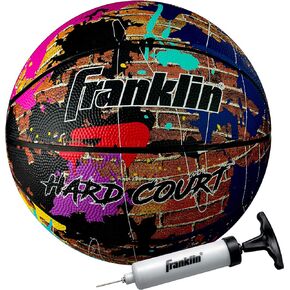 كرة السلة Franklin Sports Hard Court - كرة سلة بالحجم الرسمي - كرة سلة للشارع في الأماكن المغلقة + الخارجية - كرة سلة مطاطية مقاس 29.5 بوصة - تتضمن مضخة هواء in Kuwait