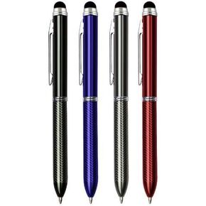 SyPen Stylus + Ballpoint Pen, 2-Color Ink(Black,Blue) Assorted Ink Ball Pens Multi-Color and Stylus for Universal Touchscreen Devices, Red,Gunmetal, Black, and Blue (4 Pack)