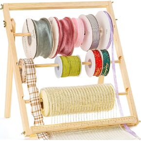 Ribbon Storage Rack Wooden Ribbon Holder Organizer Rack for Sewing Craft Mesh Crochet Thread Tulle Roll Washi Tape Craft Gift Florist Wrapping in Kuwait