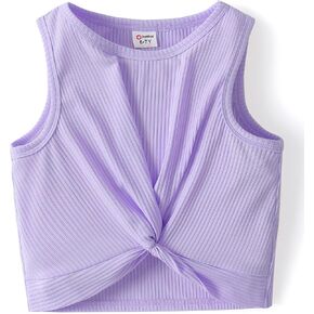 PATPAT Girls Kids Solid Cute Athletic Dance Shirts Tank Crop Tops Preppy Clothes Outfits for Girls Size 6-12Y