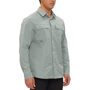 Men's Shirt Sun Fishing Long Sleeve Protection UPF 50+ UV Safari Outdoor Hiking Gardening Shirts Cool Quick Dry