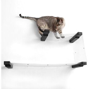 Catastrophic Creations Invisible Double Decker Cat Hammock – Wall Mounted Cat Tree with Hammock Perch – Cat Wall Hammock w/Invisible Hammock – Bamboo Cat Tower for Indoor Cats – Modern Cat Furniture