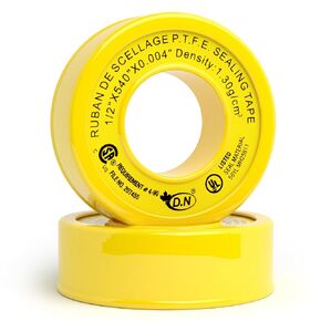 10 Rolls 1296" (Four Times Longer) Pink Plumbers Teflon Tape, Gas Line Pipe Thread Tape, High Density (1.3 g/cm3) Propane Sealant Tape (1/2" x 1296")