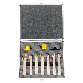 1/2" Shank Nickel Plated Turning Holders 7 Sets CNC Lathe Turning Tool Holders with Indexable Carbide Inserts for Turning Grooving Cutting Threading