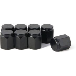 RockTrix - 8 Pieces - Black Aluminum Valve Stem Caps Covers - Rubber Seal, Leak-Proof Air Protection, Heavy Duty - Universal Application