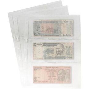 10Pcs Standard 9-Hole Transparent Single-Sided Album Inner Sheets Card Stamp Banknote Collection Album Inserts Pages For Coin Collecting And Supplies (2 Pockets)