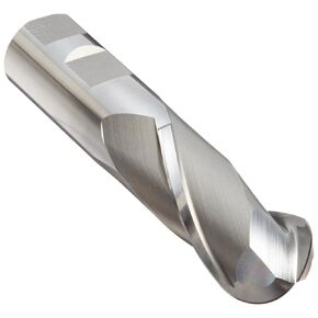 YG-1 E2110 High Speed Steel (HSS) Ball Nose End Mill, Weldon Shank, Uncoated (Bright) Finish, 30 Deg Helix, 2 Flutes, 2.5" Overall Length, 0.375" Cutting Diameter, 0.375" Shank Diameter