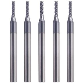 BestParts High Performance 5Pcs Solid Carbide End Mill, AlTiN Coated, 4 Flute, 30 Degree Helix, 1/16" Cutting Diameter, 1/8" Shank Diameter, 1/4" Length of Cut, 1-1/2" Overall Length
