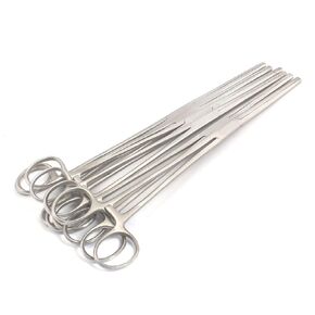OdontoMed2011 Set of 6 Hemostat Locking Forceps 10 Inches, Straight Stainless Steel - Multipurpose Ideal Hemostats for Nurses, Fishing Forceps, Crafts and Hobby 10"