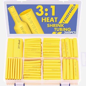 haisstronica 360PCS Heat Shrink Tubing,3:1 Ratio Adhesive Lined Marine Heat Shrink Tube Kit 8 Sizes(3/32"-5/8") Red