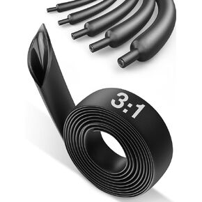 3/4" Heat Shrink Tubing-3:1 Ratio Adhesive Lined-Marine Grade Heat Shrink Tube-Wire Waterproof Industrial Large Heat Shrink Tubing-Black-13.2FT