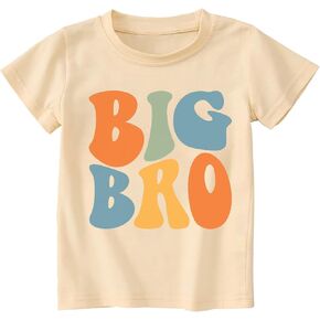 Toddler Big Bro T-Shirt Promoted to Big Brother Crewneck Tee Baby Boys Sibling Reveal Announcement Tops Outfit