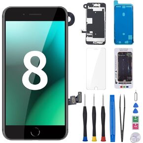 for iPhone 8 Screen Replacement with Home Button 4.7" Black LCD Display for iPhone SE 2nd 2020 3D Touch Digitizer Full Assembly Repair Kit Front Camera Speaker Fix Tools A1863 A1905 A1906