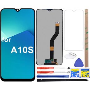 A10S LCD Screen Replacement Touch Digitizer Display 6.2" (Black) for Samsung Galaxy A10S 2019 A107/DS A107F A107FD with Tempered Glass and Repair Tools