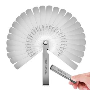 32 Blades Stainless Steel Feeler Gauge, Metric and Imperial Gap Measuring Tool Width and Thickness Feeler Gage Gauge for Spark Plug, Valve Adjustment Tool, 0.03-1mm (0.001-0.040 Inch)