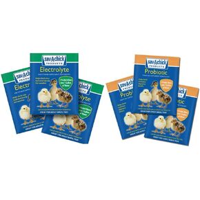 Sav-A-Chick Electrolyte & Vitamin Supplement (3-0.2 oz Packets) Bundled with Sav-A-Chick Probiotic Digestive Supplement for Poultry (3-0.2 oz Packets) - Six 0.2 oz Packets Total
