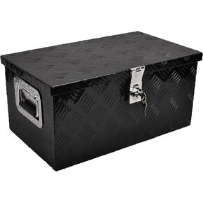 39 Inch Aluminum Heavy Duty Truck Bed Tool Box Truck Car Outdoor Trailer Pickup Toolbox, RV Storage Organizer Trailer Storage Tool Box w/Lock & Keys, 5 Bar Tread, Black (39"X13"X10")