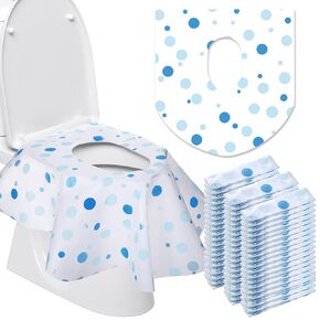 50 Packs Disposable Toilet Seat Covers Extra Large Individually Wrapped for Kids and Adults, Portable Non Slip Waterproof Potty Seat Covers for Toddlers Potty Training, Travel (Animal)