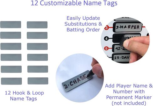 Line Up Board for Baseball Softball | Athlete Tough Aluminum Board | Reliable Hook and Loop Positions That Won't Get Lost | Includes Twelve Name Plates for All Players on The Team in Saudi Arabia