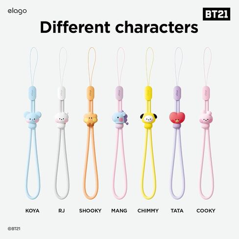 elago | LINE FRIENDS BT21 [OFFICIAL MERCHANDISE] Lanyard Wrist Strap, phone charm, keychain, Anti drop, Adjustable Button in Saudi Arabia
