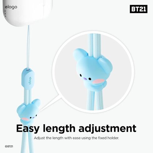 elago | LINE FRIENDS BT21 [OFFICIAL MERCHANDISE] Lanyard Wrist Strap, phone charm, keychain, Anti drop, Adjustable Button in Saudi Arabia