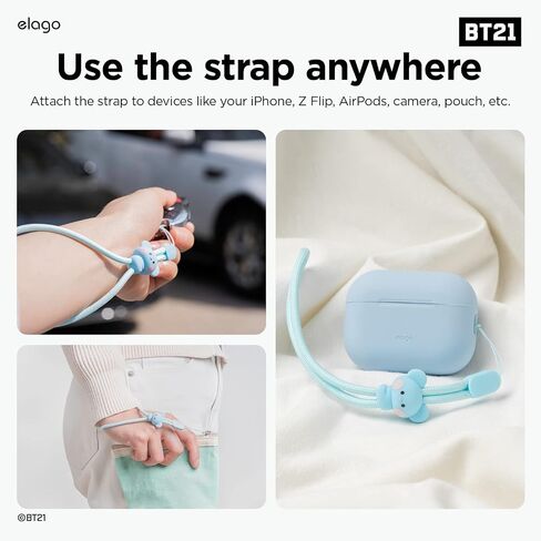 elago | LINE FRIENDS BT21 [OFFICIAL MERCHANDISE] Lanyard Wrist Strap, phone charm, keychain, Anti drop, Adjustable Button in Saudi Arabia
