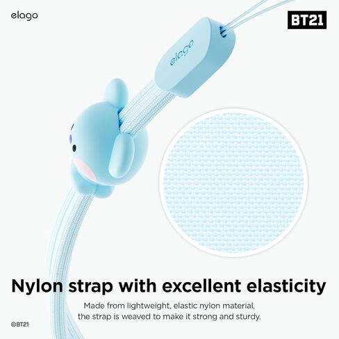 elago | LINE FRIENDS BT21 [OFFICIAL MERCHANDISE] Lanyard Wrist Strap, phone charm, keychain, Anti drop, Adjustable Button in Saudi Arabia