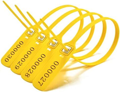 Heavy Duty Plastic Truck-Trailer Seals Numbered Security Tags Safety Ties Pull-Tight Pad-Locks Cable Pull Ties - Straps, Metal Insert Clip Lock, Length 400 mm 15.8" (Dark Blue, 100 PCS) in Kuwait