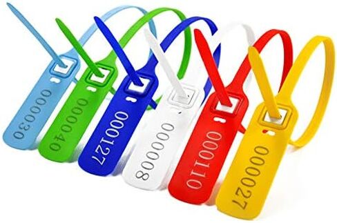 Heavy Duty Plastic Truck-Trailer Seals Numbered Security Tags Safety Ties Pull-Tight Pad-Locks Cable Pull Ties - Straps, Metal Insert Clip Lock, Length 400 mm 15.8" (Dark Blue, 100 PCS) in Kuwait