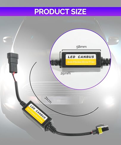RACOONA LED Headlight Decoder, H13/9008 H1/H3 H11/H8/H9 9006/HB4/9012 Warning Error Decoder Canceller Capacitors Resistor,Car Accessories Anti Flicker Harness for LED Headlight Systems (9006/HB4/9012) in Saudi Arabia