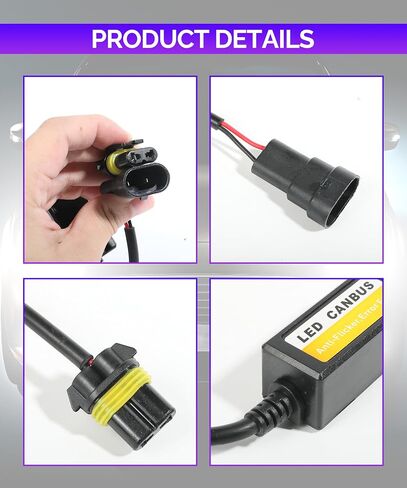 RACOONA LED Headlight Decoder, H13/9008 H1/H3 H11/H8/H9 9006/HB4/9012 Warning Error Decoder Canceller Capacitors Resistor,Car Accessories Anti Flicker Harness for LED Headlight Systems (9006/HB4/9012) in Saudi Arabia