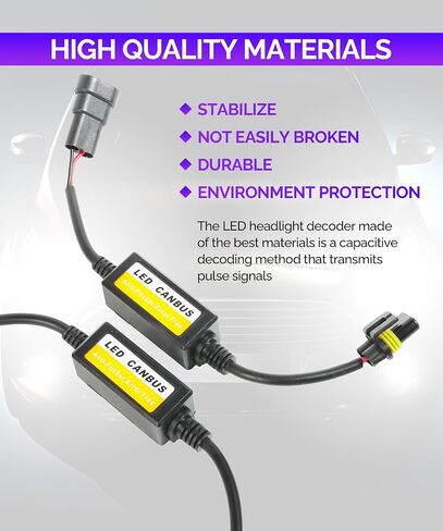 RACOONA LED Headlight Decoder, H13/9008 H1/H3 H11/H8/H9 9006/HB4/9012 Warning Error Decoder Canceller Capacitors Resistor,Car Accessories Anti Flicker Harness for LED Headlight Systems (9006/HB4/9012) in Saudi Arabia