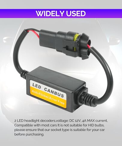 RACOONA LED Headlight Decoder, H13/9008 H1/H3 H11/H8/H9 9006/HB4/9012 Warning Error Decoder Canceller Capacitors Resistor,Car Accessories Anti Flicker Harness for LED Headlight Systems (9006/HB4/9012) in Saudi Arabia