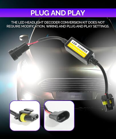 RACOONA LED Headlight Decoder, H13/9008 H1/H3 H11/H8/H9 9006/HB4/9012 Warning Error Decoder Canceller Capacitors Resistor,Car Accessories Anti Flicker Harness for LED Headlight Systems (9006/HB4/9012) in Saudi Arabia