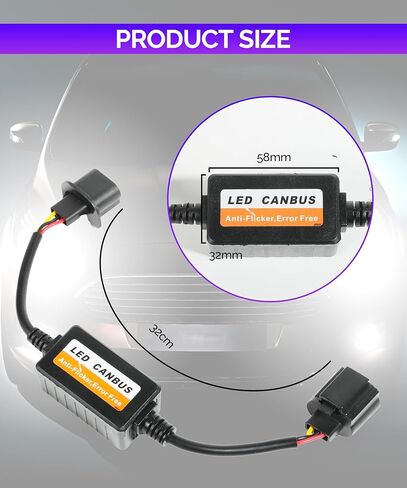 RACOONA LED Headlight Decoder, H13/9008 H1/H3 H11/H8/H9 9006/HB4/9012 Warning Error Decoder Canceller Capacitors Resistor,Car Accessories Anti Flicker Harness for LED Headlight Systems (9006/HB4/9012) in Saudi Arabia