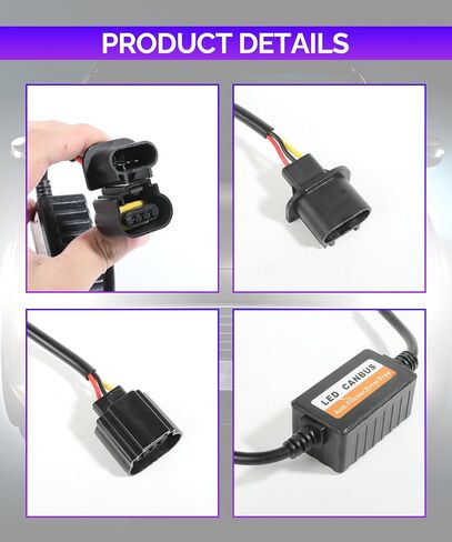 RACOONA LED Headlight Decoder, H13/9008 H1/H3 H11/H8/H9 9006/HB4/9012 Warning Error Decoder Canceller Capacitors Resistor,Car Accessories Anti Flicker Harness for LED Headlight Systems (9006/HB4/9012) in Saudi Arabia