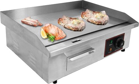 Yovtekc Commercial Electric Griddle, Countertop Griddle Flat Top Grill, Non-stick Stainless Steel Griddle for Restaurant Kitchen, 21.5"×14", Thermostatic Control 3000W in Saudi Arabia