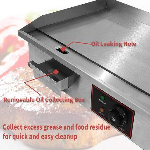 Yovtekc Commercial Electric Griddle, Countertop Griddle Flat Top Grill, Non-stick Stainless Steel Griddle for Restaurant Kitchen, 21.5"×14", Thermostatic Control 3000W in Saudi Arabia