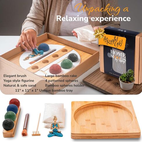 مجموعة Zen Garden اليابانية للمكتب - مجموعة العلاج بصينية الرمل الفاخرة - حديقة Zen الصغيرة الحصرية - التأمل في المكتب والمنزل - إكسسوارات حديقة Zen المصنوعة يدويًا - مجموعة هدايا Zen المثالية in Saudi Arabia