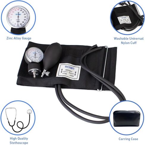 اللوازم الطبية مقياس ضغط الدم اللاسائلي SCIAN مع سماعة الطبيب، الكفة اليدوية لضغط الدم مع حقيبة حمل للممرضة والطبيب الكبار in Kuwait