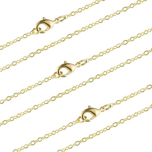 ALEXCRAFT Wholesale 12PCS Rose Gold Plated Solid Brass Chain Hypoallergenic Flat Cable Chains Link Bulk for Jewelry Making (20"(2.0MM)) in Saudi Arabia