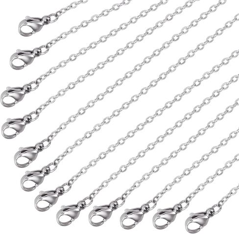 ALEXCRAFT Wholesale 12PCS Rose Gold Plated Solid Brass Chain Hypoallergenic Flat Cable Chains Link Bulk for Jewelry Making (20"(2.0MM)) in Saudi Arabia
