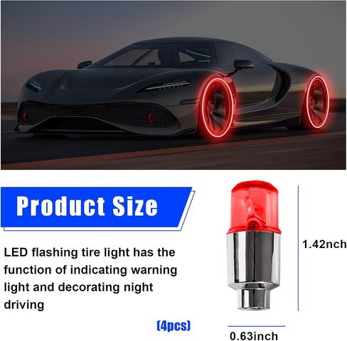 Ziciner 4PCS LED Tire Valve Cap Lights, Neon Spoke Flash Light Bulb Tire Valve Lights with 12 Extra Battery, Waterproof Wheel Tyre Valve Stems Dust Cap, Motorcycle Car Accessories (Blue) in Saudi Arabia