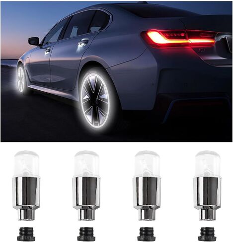 Ziciner 4PCS LED Tire Valve Cap Lights, Neon Spoke Flash Light Bulb Tire Valve Lights with 12 Extra Battery, Waterproof Wheel Tyre Valve Stems Dust Cap, Motorcycle Car Accessories (Blue) in Saudi Arabia