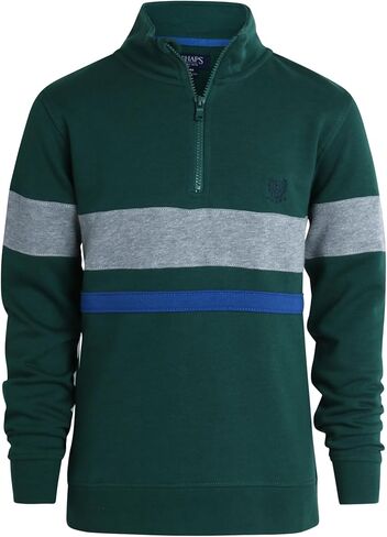 سترة صوفية للأولاد من Chaps - بلوفر كلاسيكي من الفلانيل بسحاب ربع سنوي - سترة برقبة وهمية للأولاد (S-XL) in Kuwait