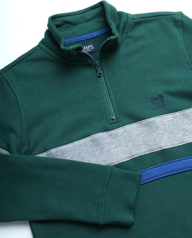 سترة صوفية للأولاد من Chaps - بلوفر كلاسيكي من الفلانيل بسحاب ربع سنوي - سترة برقبة وهمية للأولاد (S-XL) in Kuwait