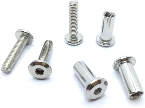 Screw Post Fit for 5/16 inch(8mm) Hole Dia, Male M6x25mm Female 18mm Hex Drive Binding Bolts for Leather Wood Furniture, Stainless Steel Silver 5 Sets in Saudi Arabia