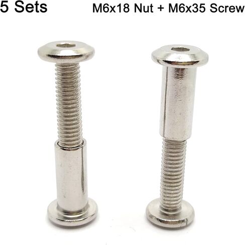 Screw Post Fit for 5/16 inch(8mm) Hole Dia, Male M6x25mm Female 18mm Hex Drive Binding Bolts for Leather Wood Furniture, Stainless Steel Silver 5 Sets in Saudi Arabia