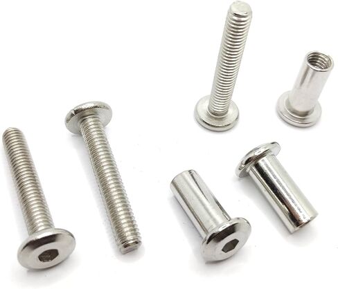 Screw Post Fit for 5/16 inch(8mm) Hole Dia, Male M6x25mm Female 18mm Hex Drive Binding Bolts for Leather Wood Furniture, Stainless Steel Silver 5 Sets in Saudi Arabia